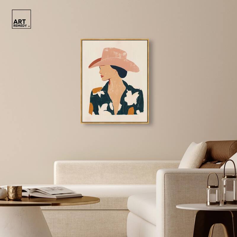 Woman in the Pink Hat Canvas by Art Remedy