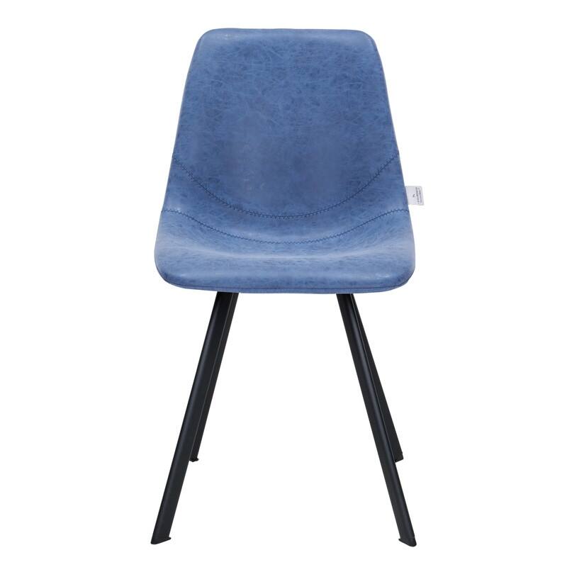 Markley Dining Chair with Leather Seat in Black Steel Legs, Scratch-Resistant, Ergonomic & Comfortable Modern Kitchen Chair
