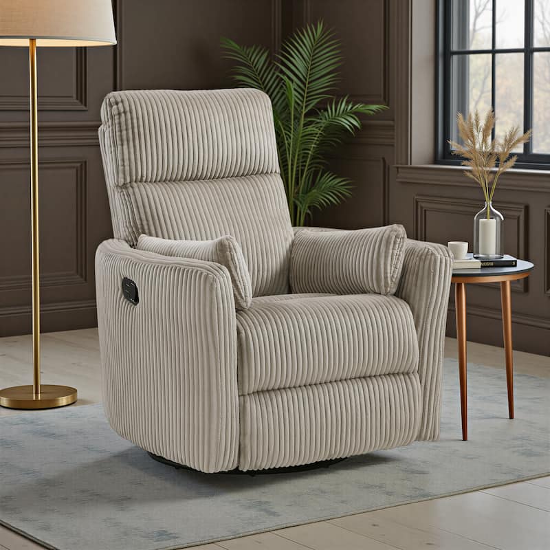 Fremont & Park Braidy Corduroy Swivel Glider Manual Reclining Chair