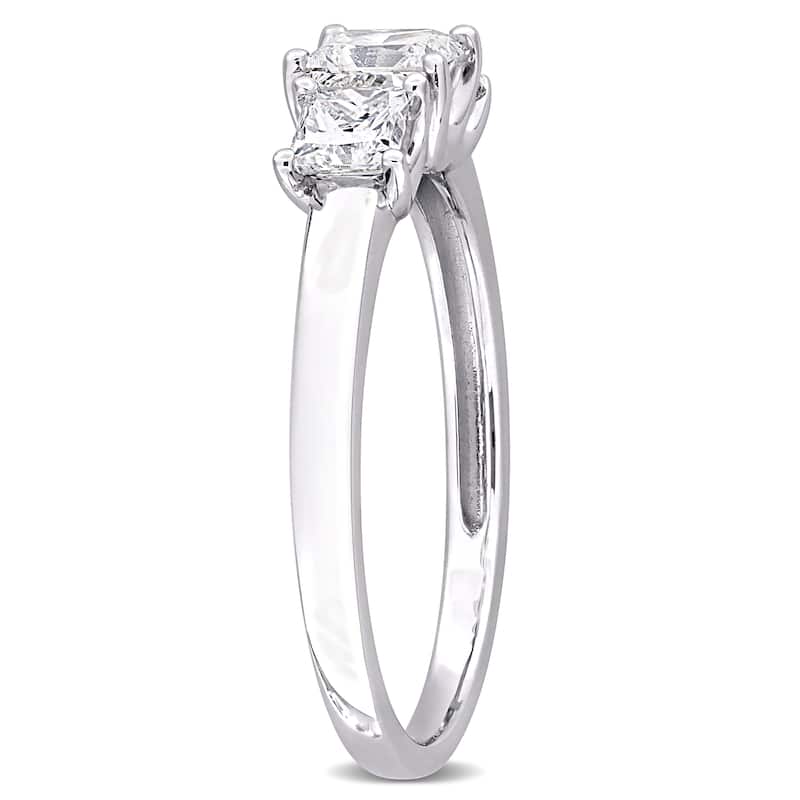 Miadora 1ct TDW Princess-Cut Lab-Grown Diamond and Tsavorite Accent Three-Stone Ring in 14k White Gold