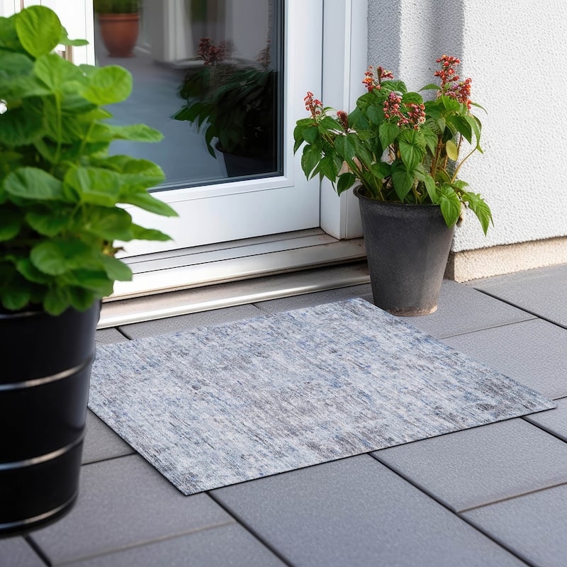 Machine Washable Indoor/ Outdoor Abstract Modern Chantille Rug