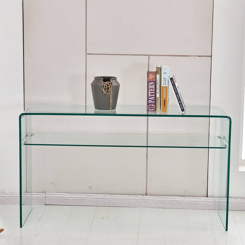 Versatile Transparent Tempered Glass Console Table