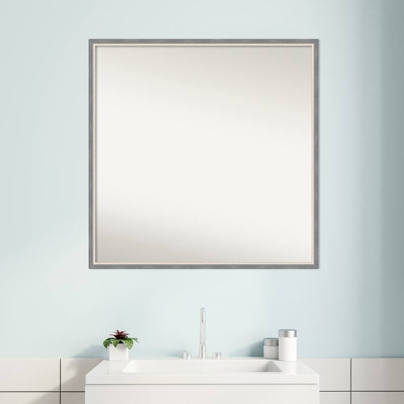 Theo Narrow Non-Beveled Wood Framed Bathroom Vanity Wall Mirror