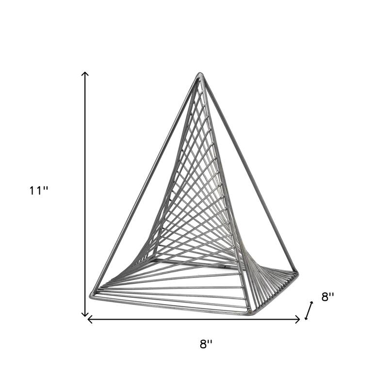 HomeRoots Contemporary Gray Metal Triangular Decor Piece - 8.00 in. x 11.00 in. x 8.00 in.