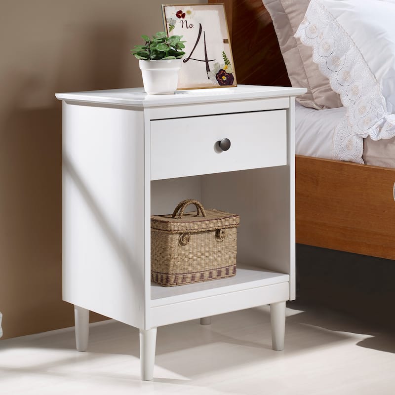 Walker Edison Bullrushes 1-drawer Solid Wood Nightstand