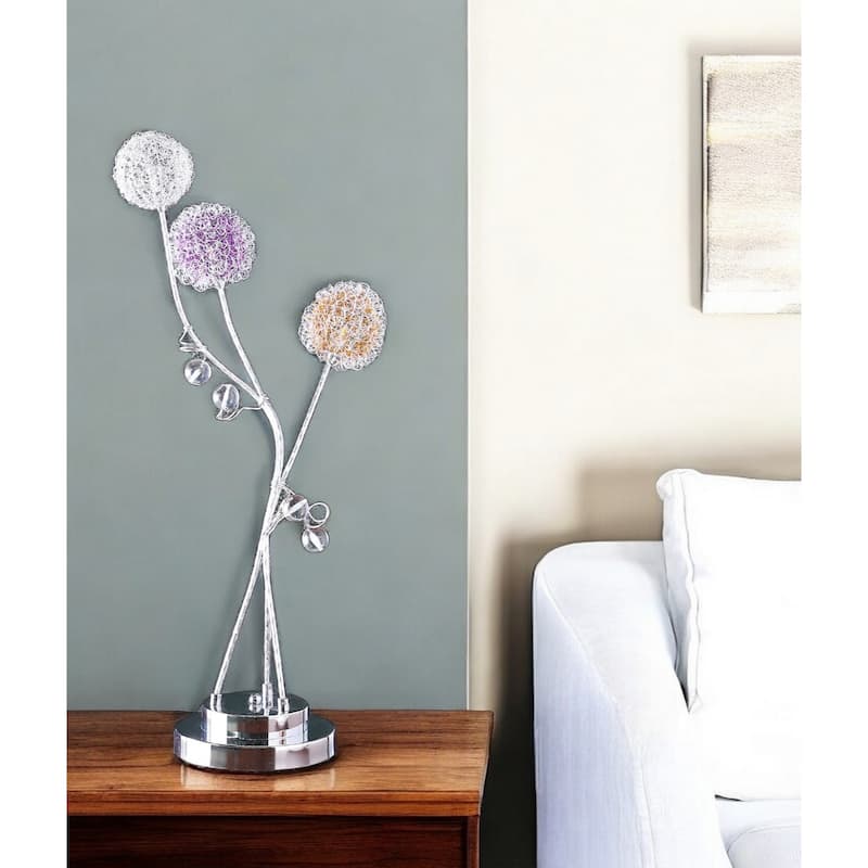 28" Contemporary 3-Clear Light Bedside LED Table Lamp with Warm White Glow and Silver Metal Base - 28"H x 8.5"W x 12.5"D
