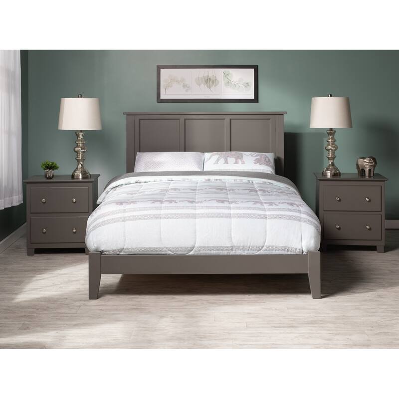 Full Size Platform Bed with Trundle - Low Profile, Gray Finish, USB Ports, 800 lb Capacity