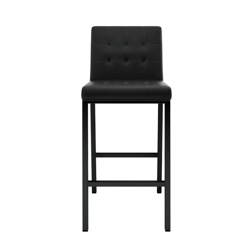 Modern High Bar Stools Set of 2, Kitchen Stool Island with PU Backrest, Gaming Chair with Metal Legs and Footstool