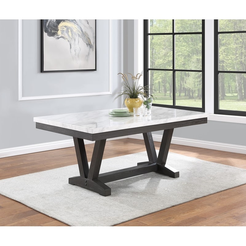 Best Quality Furniture Faux Marble Wrap Dining Table - Grey - Grey
