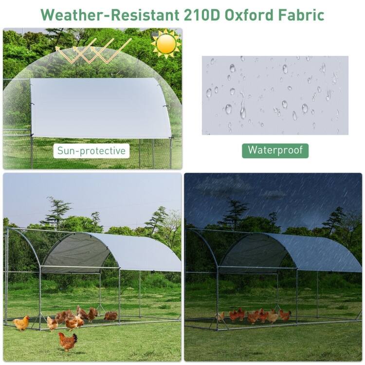 Metal Chicken Coop Outdoor Galvanized Dome Cage with Cover
