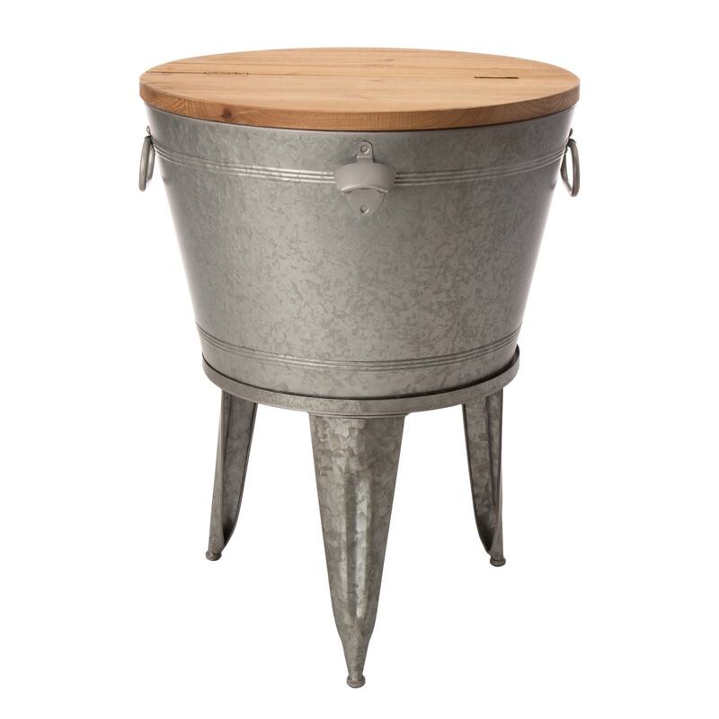 Glitzhome 26"H Rust-Resistant Metal Beverage Cooler Tub Ice Bucket - 2' x 2.6'