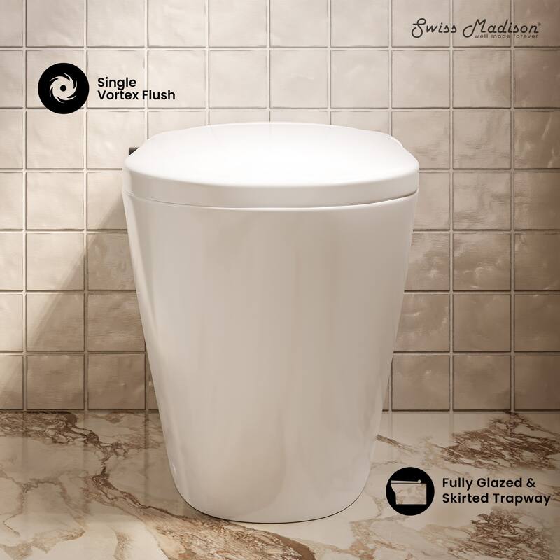 Hugo H Power Flush Tankless Toilet 7" Back Outlet 1 Gpf Non-Electric Toilet With Integrated Tank, Manual Bidet in White