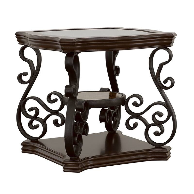 Laney 1-shelf Glass Top Rectangular End Table Dark Merlot - Dark Merlot - Glass