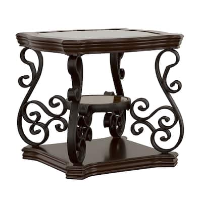 Laney 1-shelf Glass Top Rectangular End Table Dark Merlot