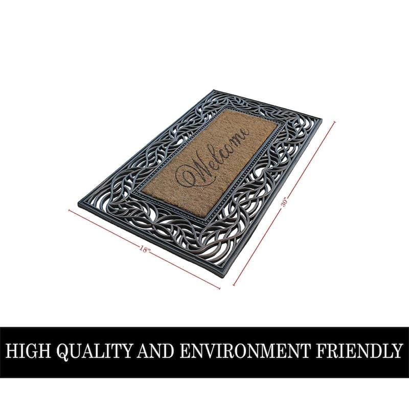 A1HC Hand-Crafted Elegant 18" x 30" Rubber Coir Door Mat