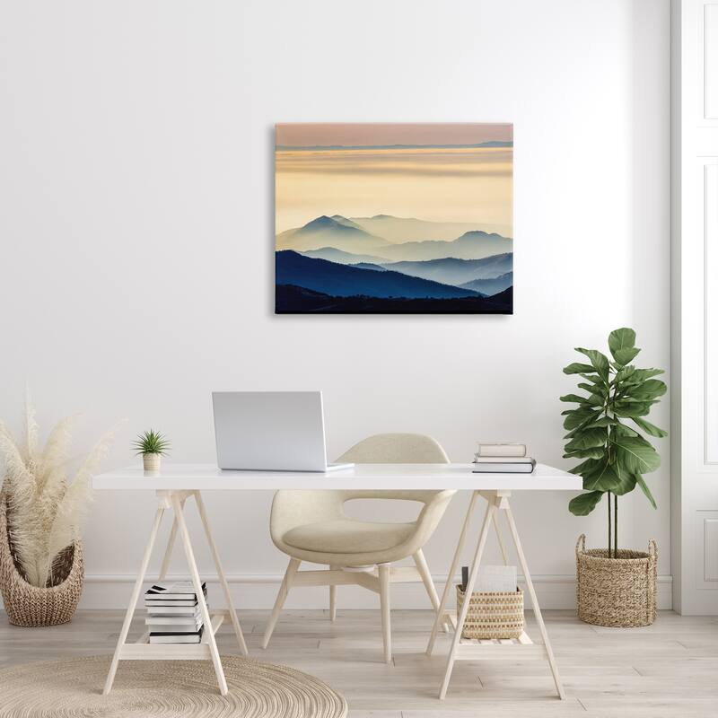 Stupell Layered Foggy Sunrise Mountain Peaks Radiant Glow Canvas Wall Art, Design by Jeff Poe Photography