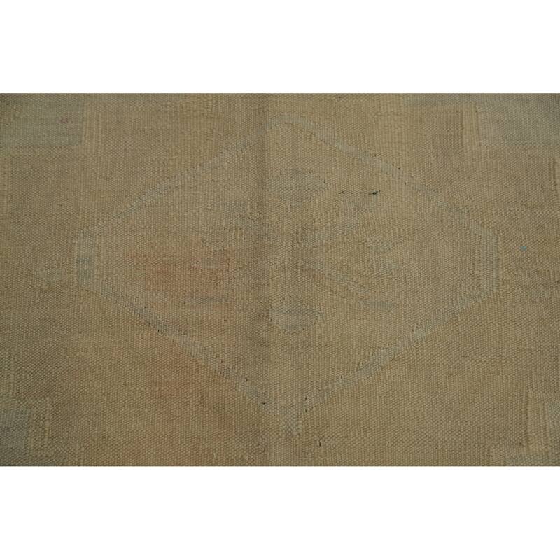 Hand Woven Oriental 100% Wool Carpet Southwestern Tribal Beige & Ivories Kilim Area Rug - 8' 0'' X 4' 9''