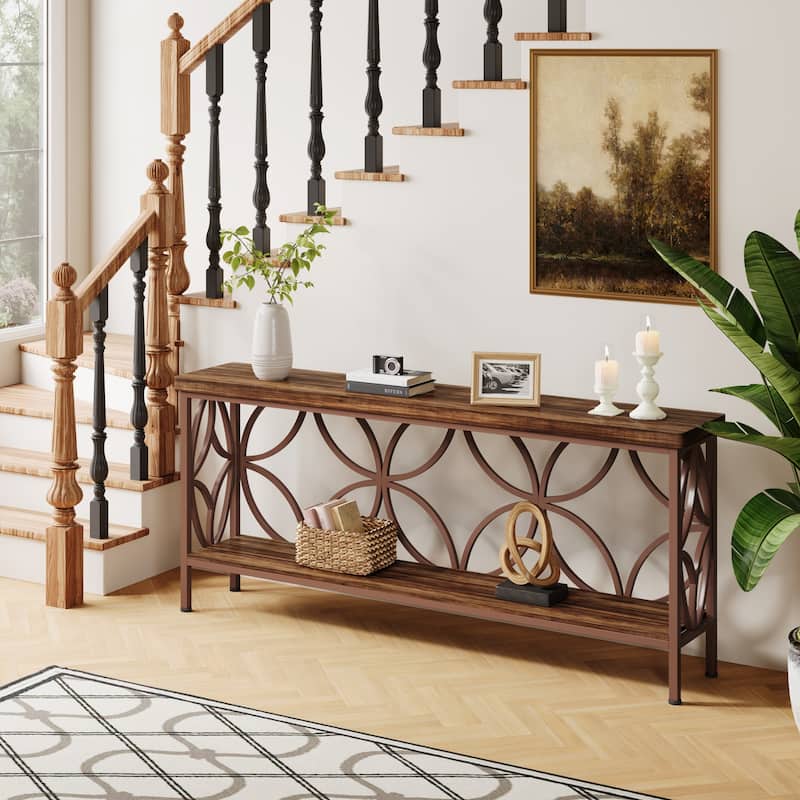 70.9" Modern Sofa Console Table with Storage Shelves for Entryway
