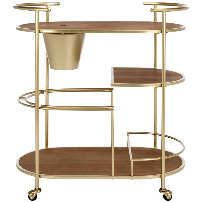 SAFAVIEH Alora 2-Tier Bar Cart with Bucket - 32 in. W x 18.3 in. D x 34.3 in. H