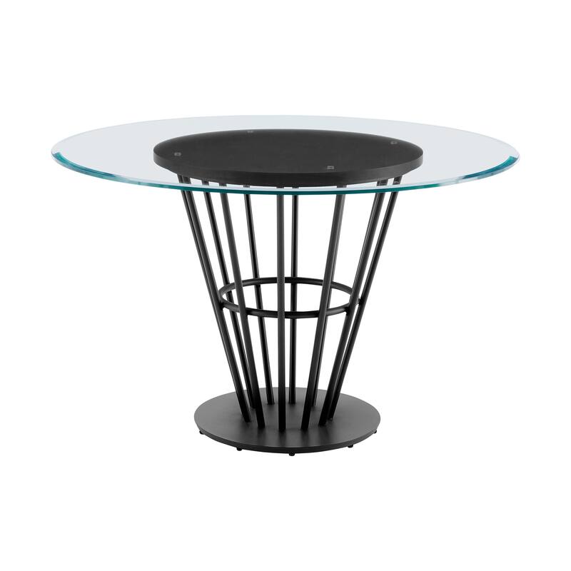 Veronica Shannon 5 Piece Round Glass Dining Table Set with Metal Frame and Upholstered Chairs
