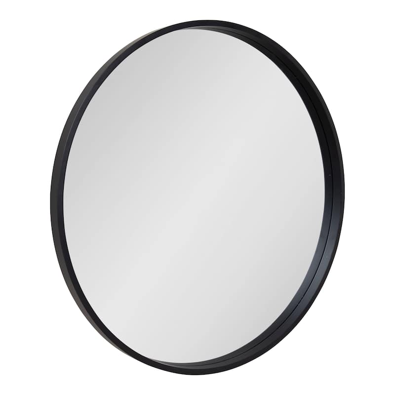 Kate and Laurel Travis Round Wood Accent Wall Mirror - 31.5" Diameter - Black