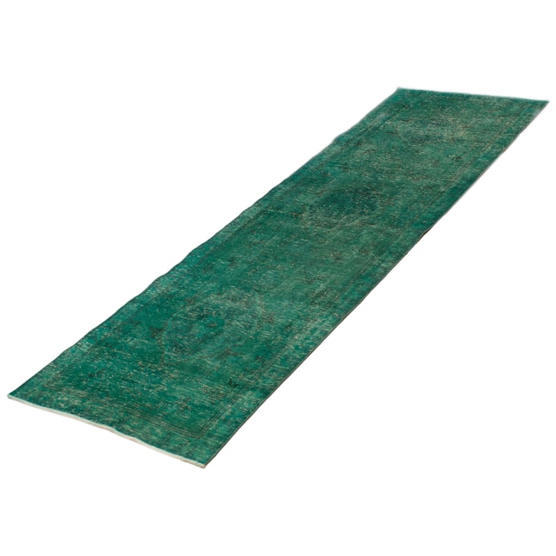ECARPETGALLERY Hand-knotted Color Transition Green Wool Rug - 3'3 x 10'3