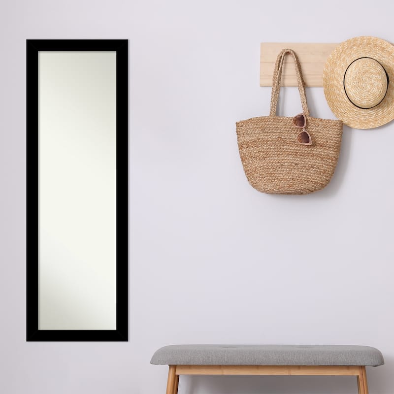 Brushed Non-Beveled Framed Full-Length On the Door Mirror - Brushed Black - Glass Size 14x48