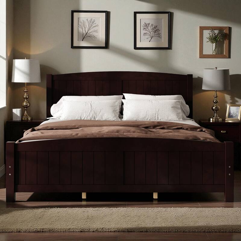 Solid Wood Platform Bed Frame with Support Slats, Strong Structure, No Box Spring Needed Modern Bedroom Furniture