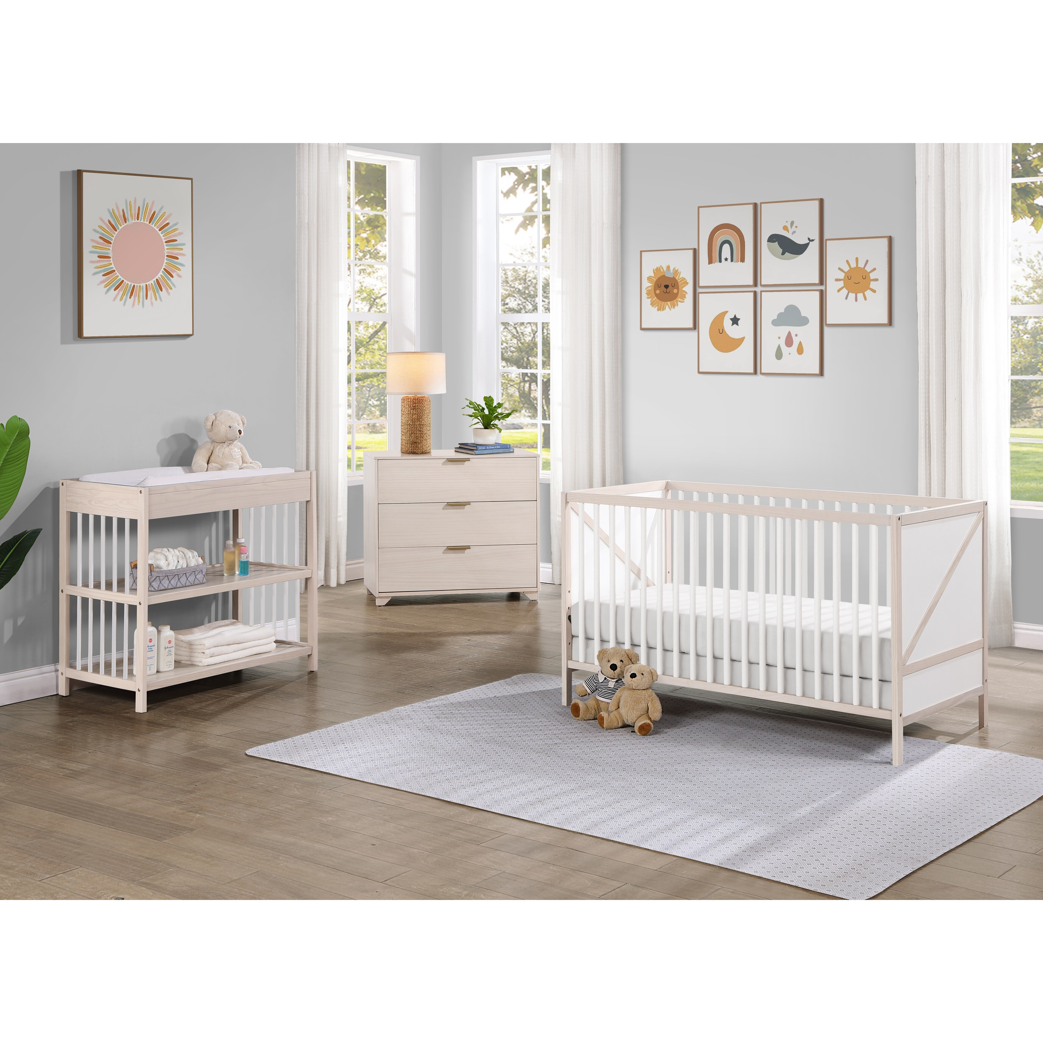 Pixie Zen 3-in-1 Crib in Washed Natural/White - Natural+
