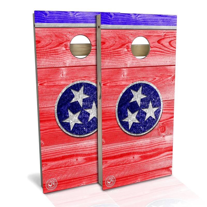 Tennessee Flag Outdoor Cornhole Board Set - Premium 2x4 - Include Carrying Case