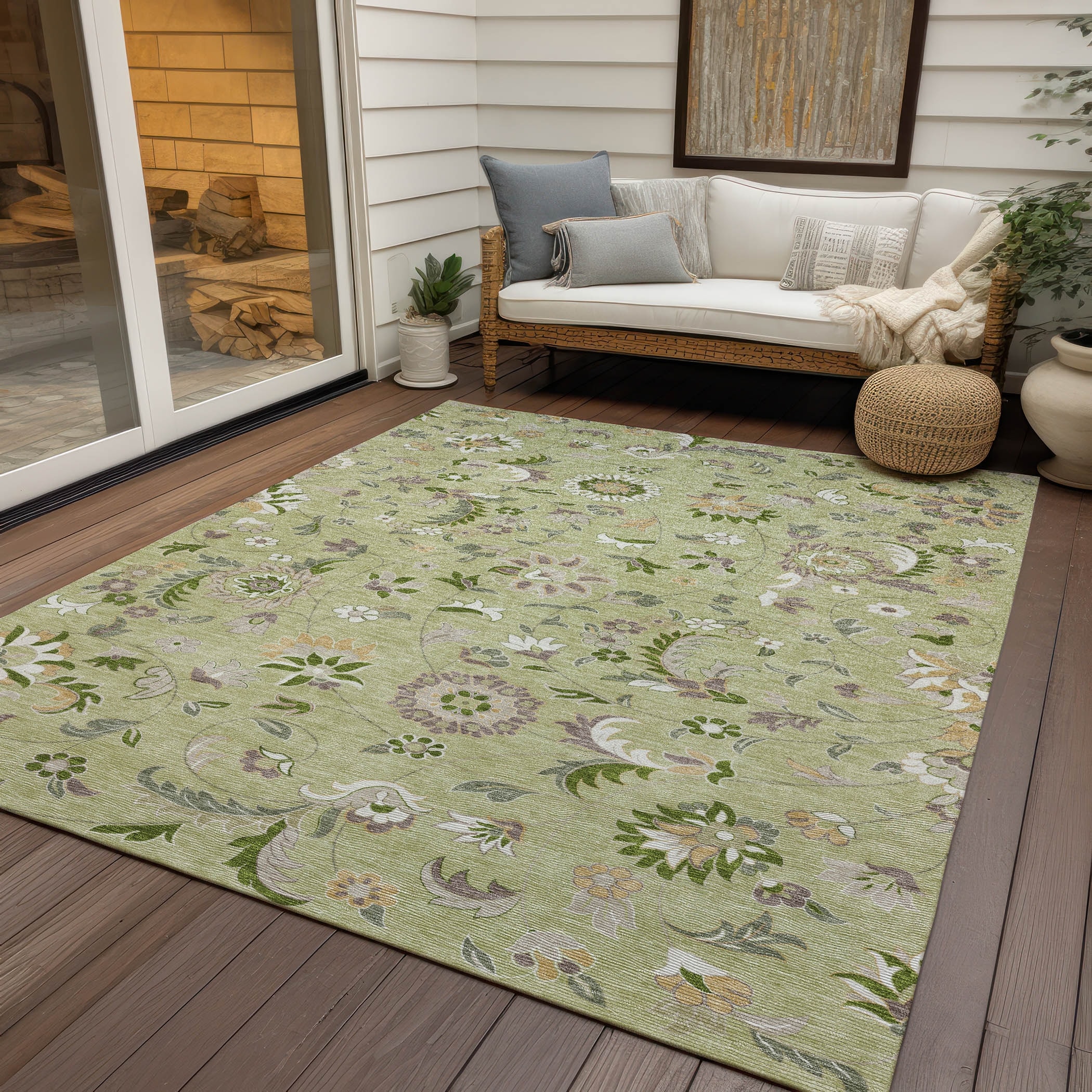 Machine Washable Indoor/ Outdoor Traditional Chantille Rug