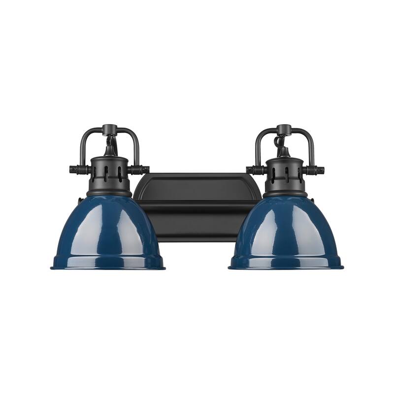 Yep by Golden Lighting Duncan 2-light Vanity in Matte Black and Navy Blue shade