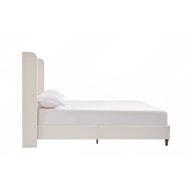 Elegant Upholstered Bed with Wingbacks and No Box Spring for Relaxing