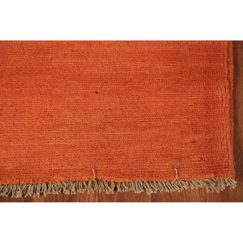 Solid / Modern Gabbeh Runner Rug Hand-Knotted Wool Carpet - 3'0" x 9'9"