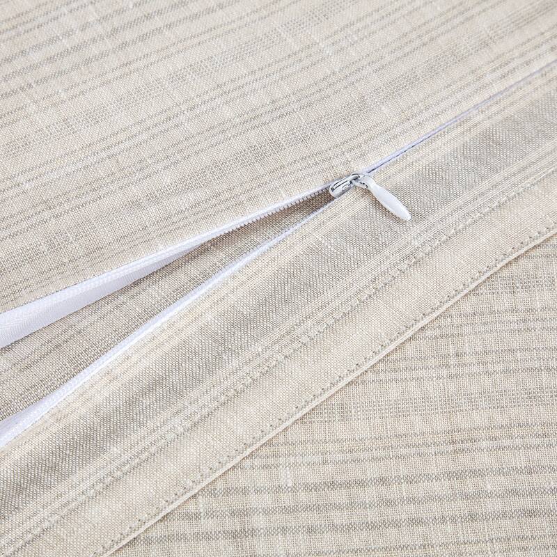 HiEnd Accents 100% French Flax Linen Variegated Stripe Duvet Cover Set, 3PC