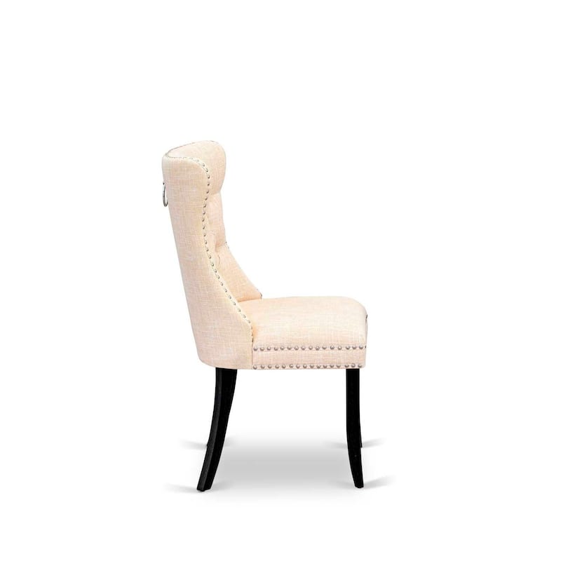 Parson Dining Chairs Set of 2 - Linen Fabric Padded Chairs with Nailhead Trim - Modern Kitchen Chairs