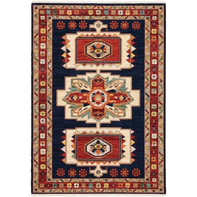 Style Haven Leander Bohemian Medallions Fringed Wool Blend Area Rug