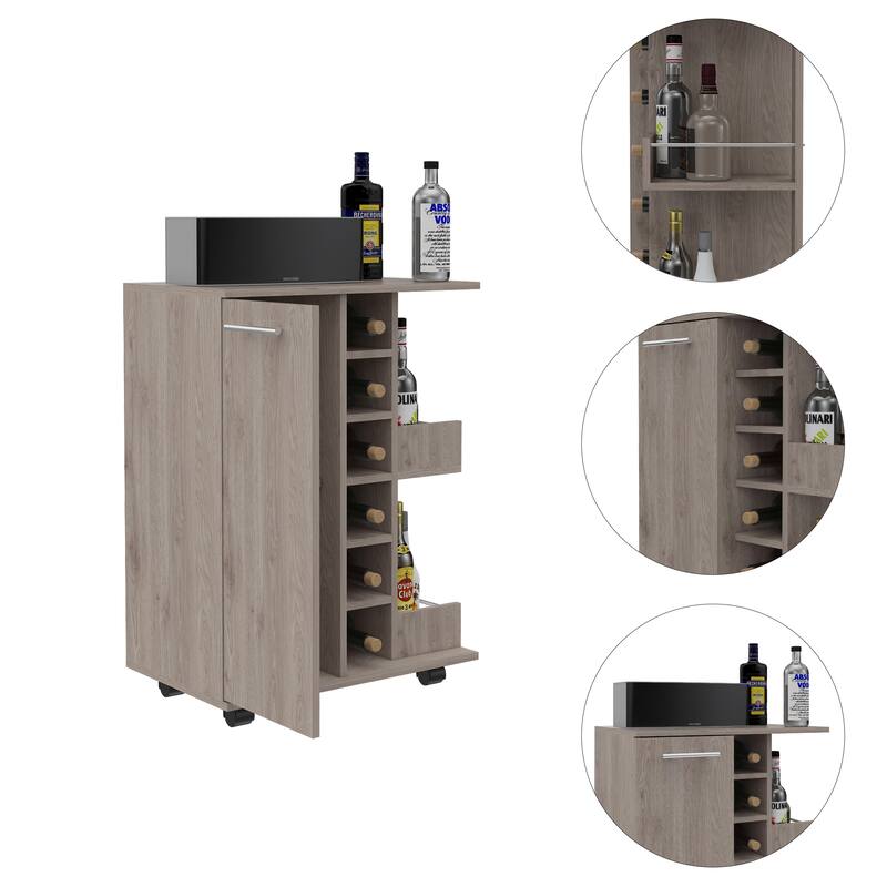 Bartlet 2-Shelf 6-Bottle Bar Cart with Division