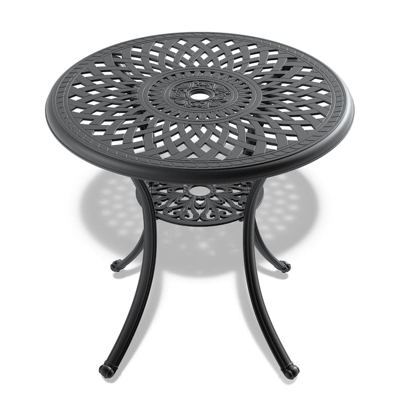 Cast Aluminum Patio Dining Table With Frame and Umbrella Hole