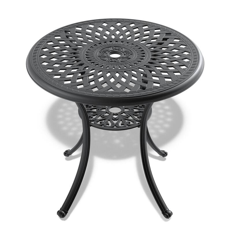 30.71-inch Aluminum Patio Dining Table With Black Frame and Umbrella Hole