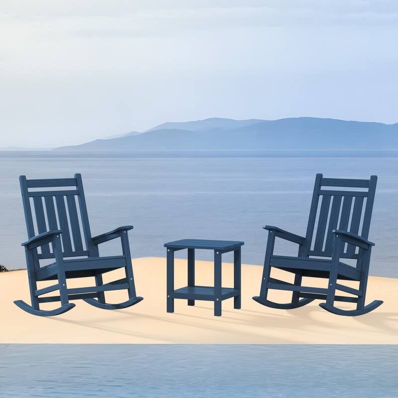 Outdoor Patio HDPE Rocking Chiar, Extra Wide Seat & Backrest