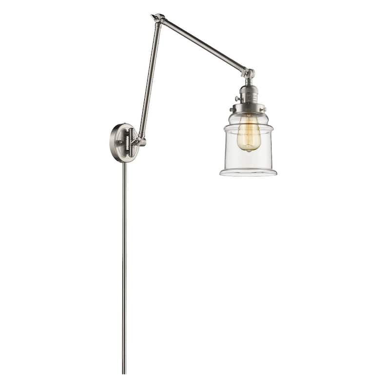 Innovations Lighting Canton Single Light 30" Tall Wall Sconce - Satin Brushed Nickel / Clear
