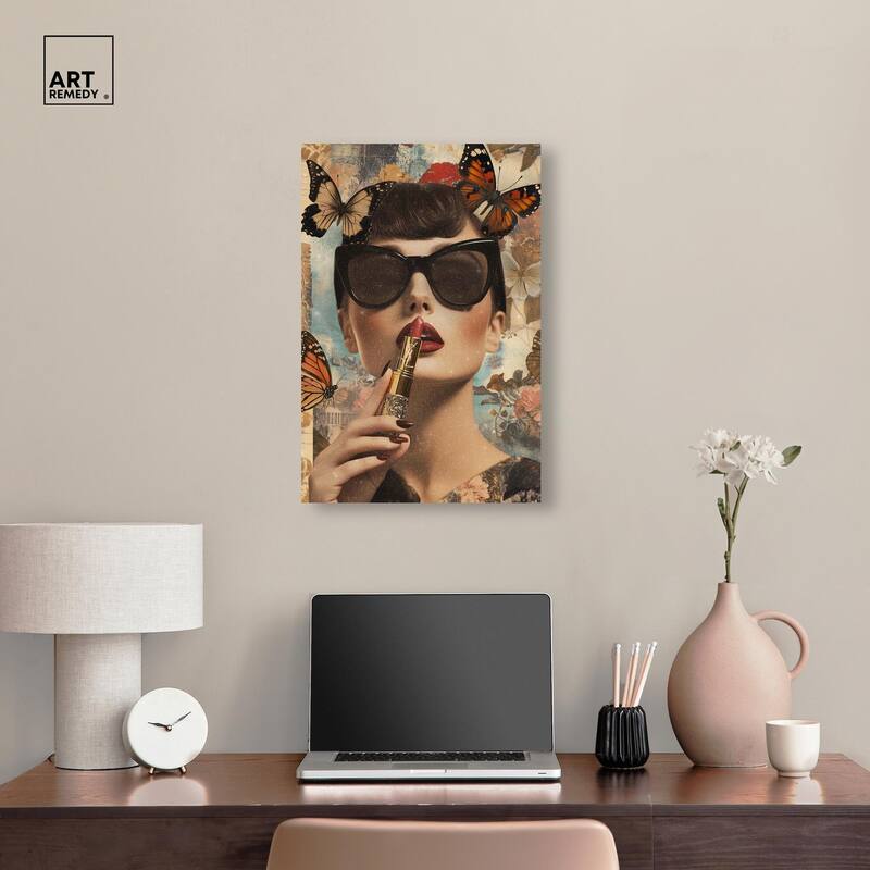 Iconic Lady Butterfly Collage II Canvas by Art Remedy, Gallery Wrapped