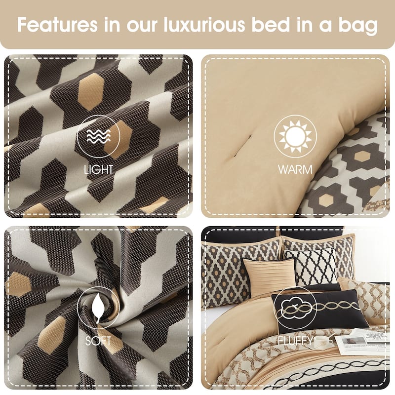 Nanshing Calvin Luxury10-Piece Geometric Comforter Set