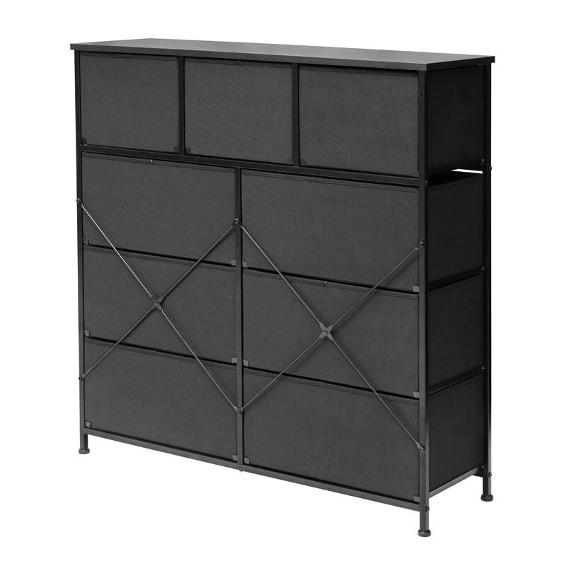 Pellebant Fabric Wide Dresser Storage Tower with 9 Drawers