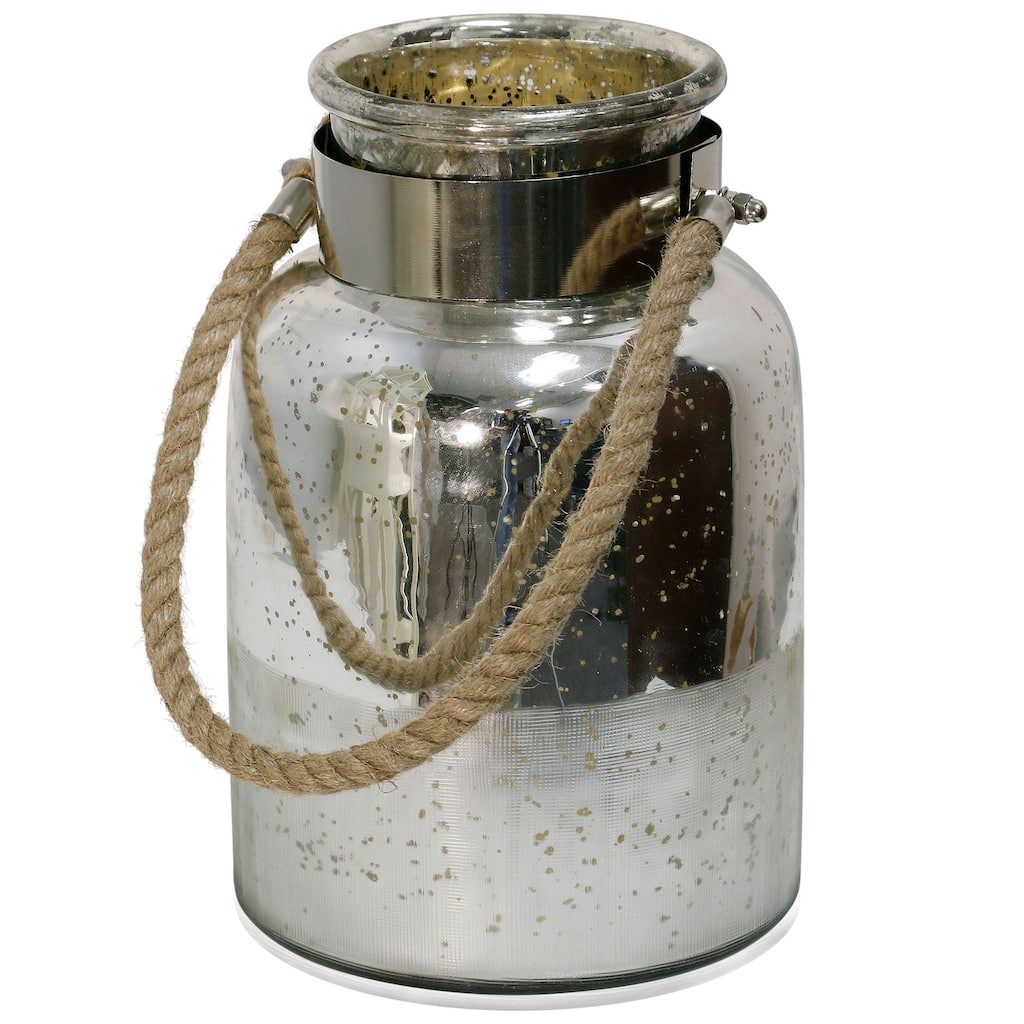 StyleCraft Payne Antique Silver Half Etched Glass Lantern Jar