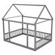 preview thumbnail 34 of 37, Full Size Pine Wood Floor Bed with House Roof & Guardrails