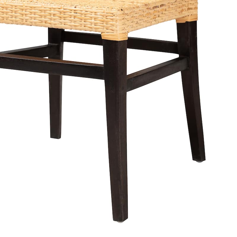 Modern Bohemian Dining Chair - Dark Brown Wood, Solid Back, Dining Room Accent Furniture - 34.1