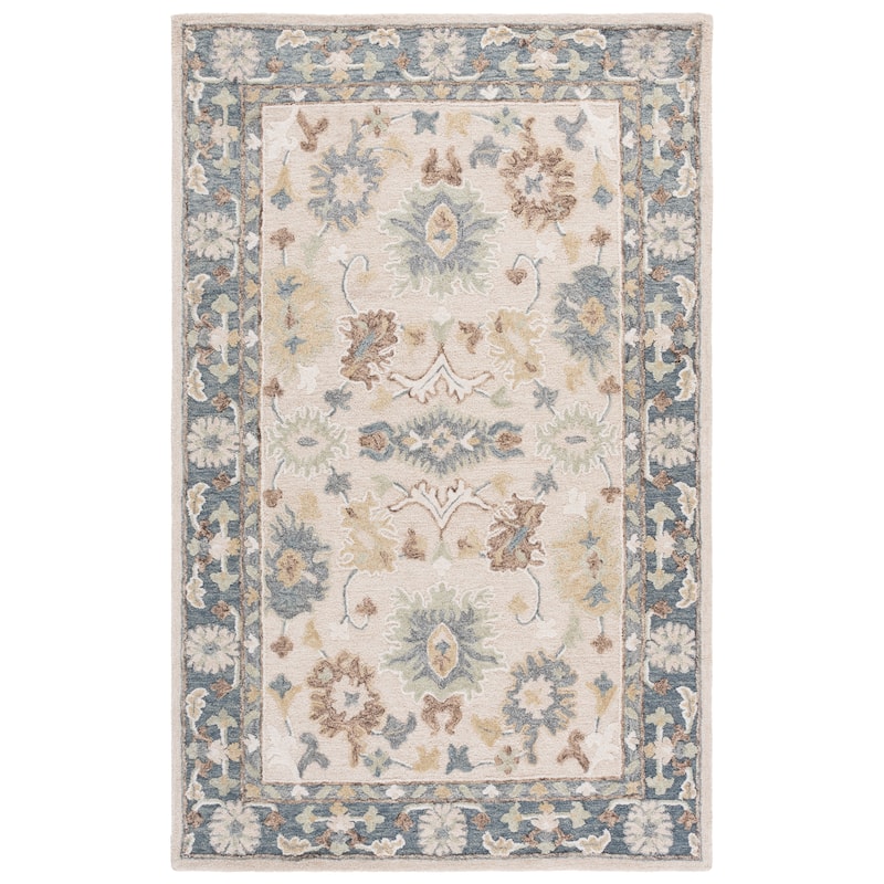 SAFAVIEH Handmade Ebony Viktorya Wool Rug - Beige/Grey - 4' x 6'