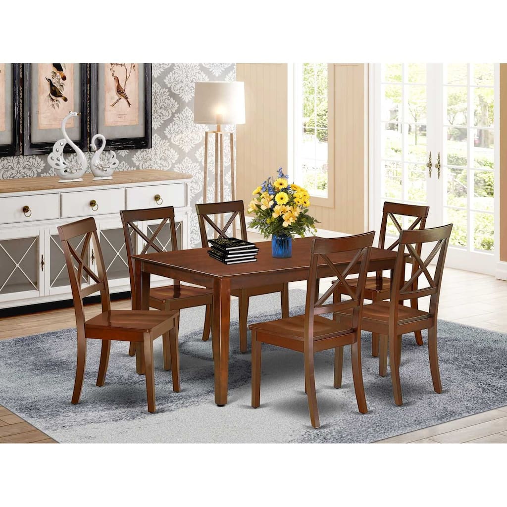 Medieval Dining Set 7-Piece - 60" Rectangle Table & 6 Chairs - Classic Wood Furniture for Home